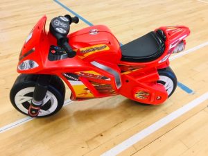 Large red racing motorbike ride on toy